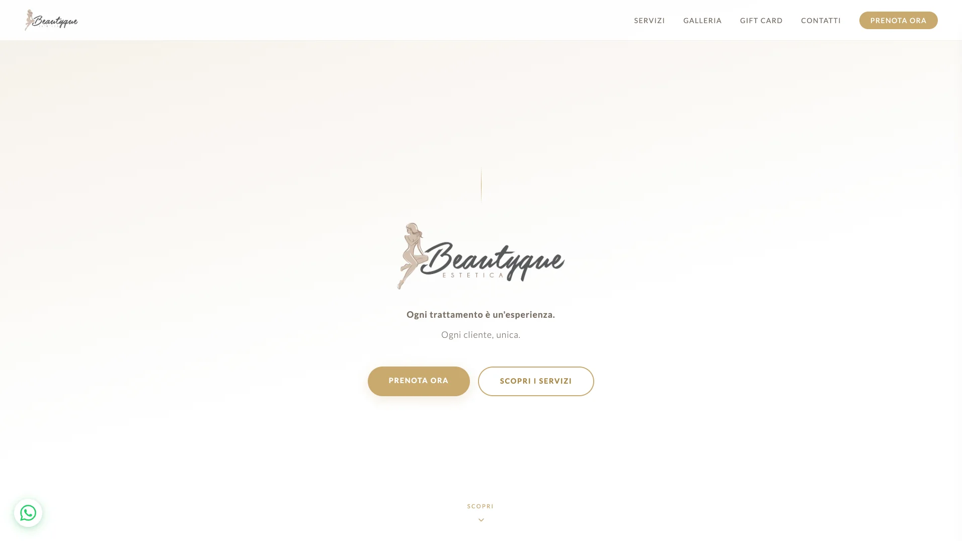 Beautyque Estetica — Landing Page realizzata da Leonardo Valori
